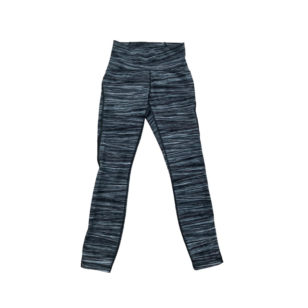 Lululemon 7/8 Leggings Size 4 Black Space Dye Mesh Stripe